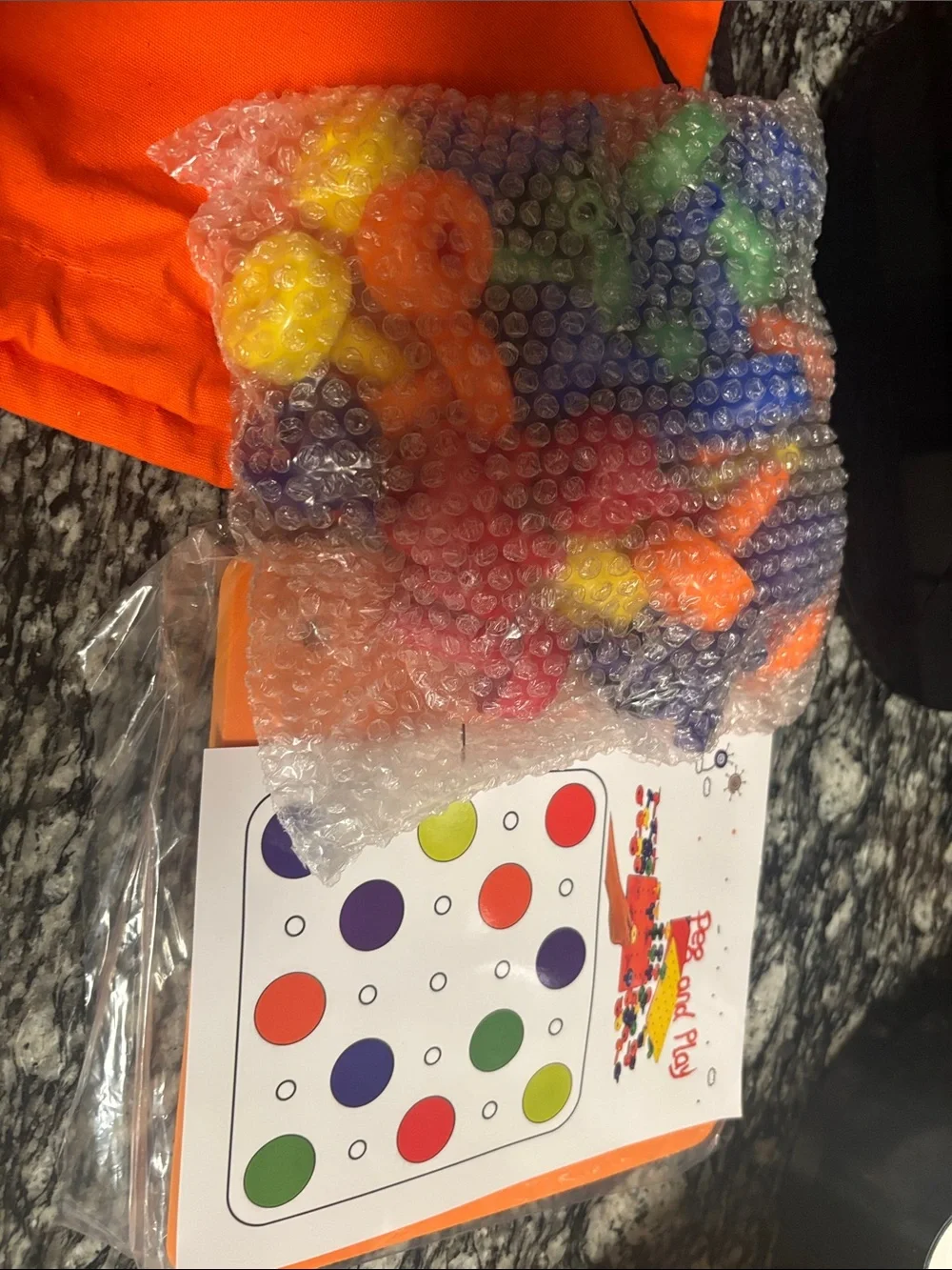 Peg board  Montessori therapy set . Colorful Interlocking Toy  with Storage Bag